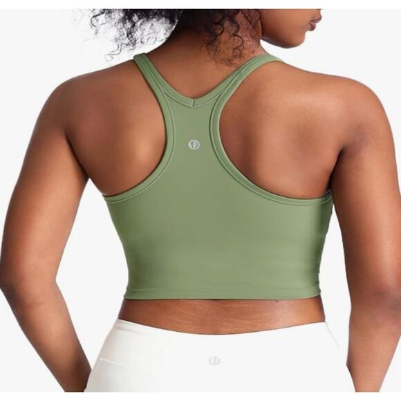 Dymmax Yoga Bra Tank Top Black Size Large NWT Racerback Padded Nylon Stretch - Picture 5 of 7